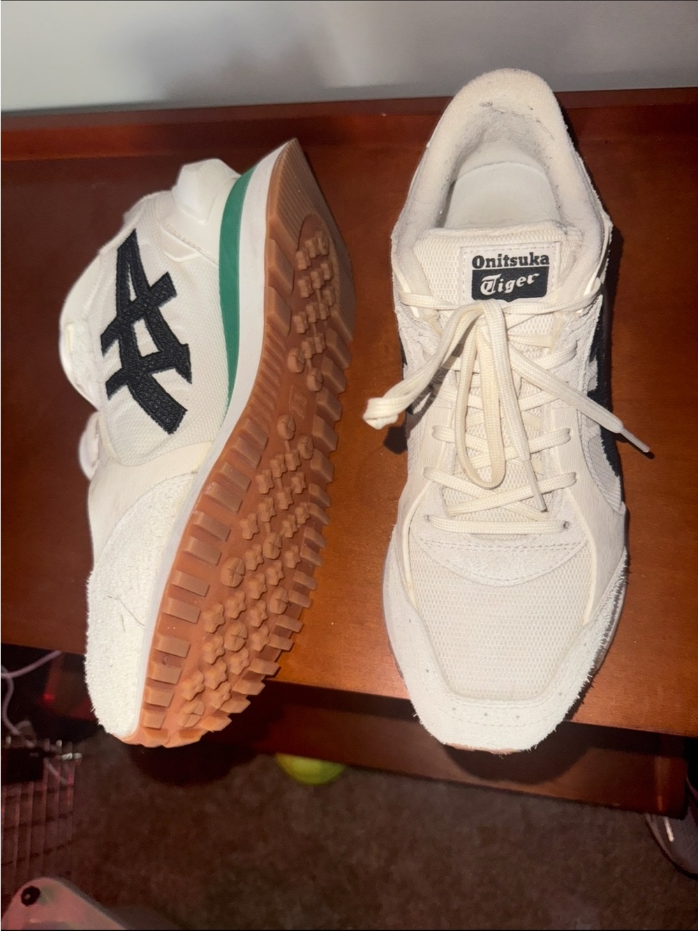 Onitsuka Tiger by Asics Cream White with Black and Gum Sole Sneakers